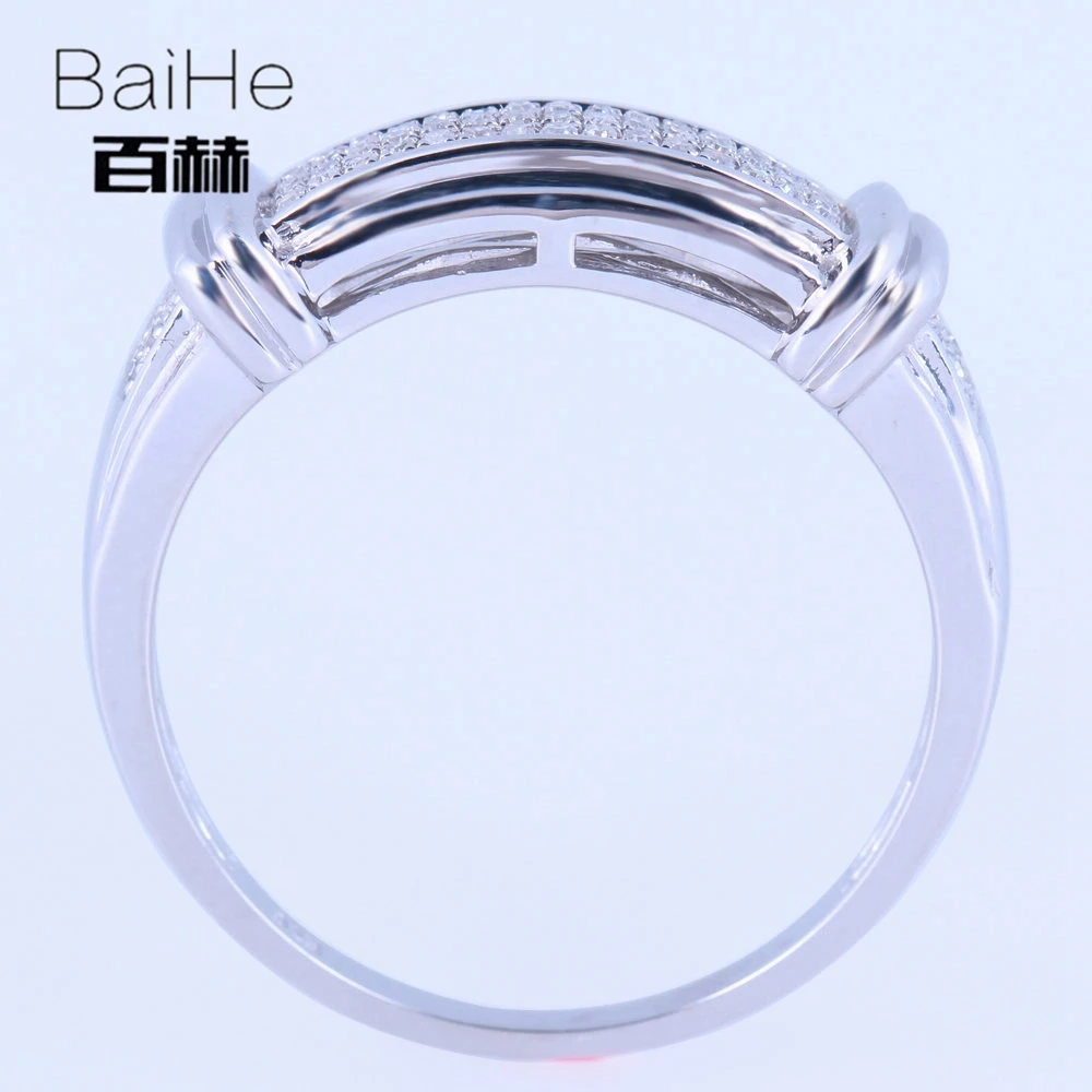 BAIHE Стерлинговое Серебро 925 0.25CT Сертифицированный H/SI круглый вырез натуральные Алмазы обручальные мужские модные ювелирные изделия кольцо