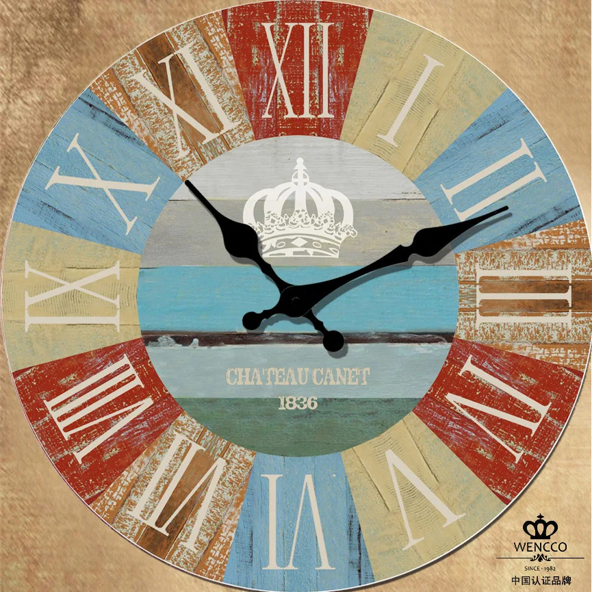 Континентальный 24 дюймов настенные часы мода гостиной минималистский офис немой