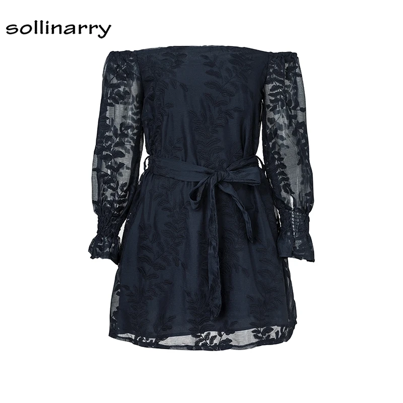 Sollinarry с открытыми плечами кружевным плетением Короткие вечерние платья Для