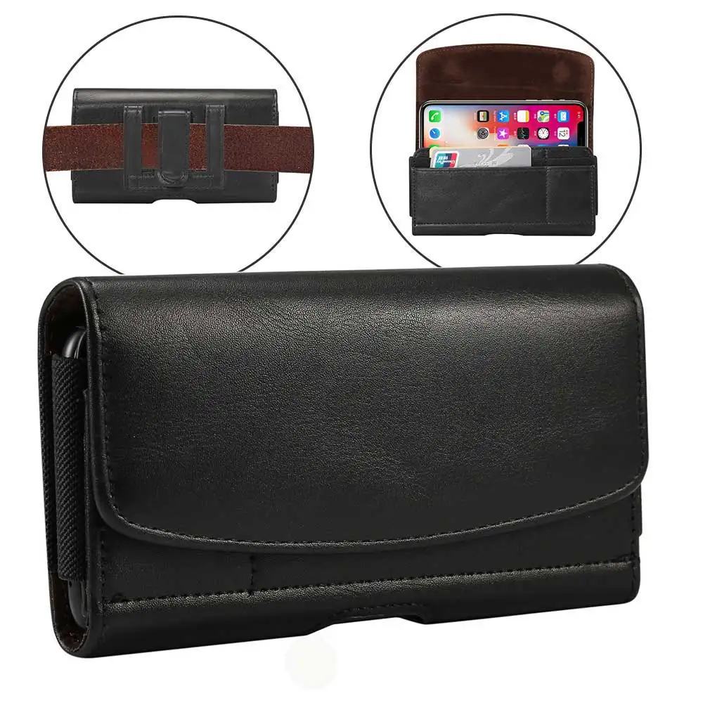 

Universal Cell Phone Holster Case for iPhone Samsung Premium Leather Pouch Case with Belt Clip and Loop Built-in ID Card Holder