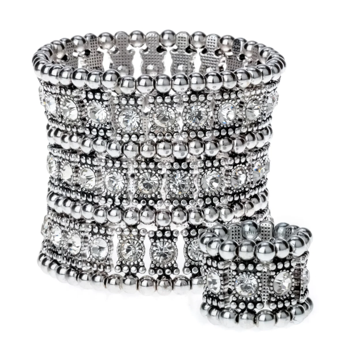 Многослойные Свадебные кольца с кристаллами B11|bracelet ring set|set weddingcrystal jewelry |