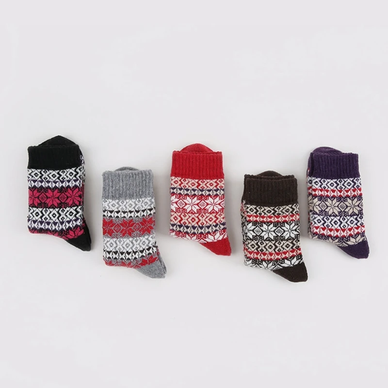 Новые женские носки зимние в Ретро этническом стиле теплые длинные снежинки