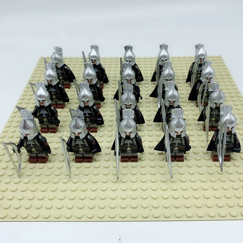 xp105 20pcs 20 шт. leingly Урук ха Властелин колец фигурка солдат Гондора рыцарь копье меч строительные блоки кирпичи игрушки - Цвет: xp105 20pcs