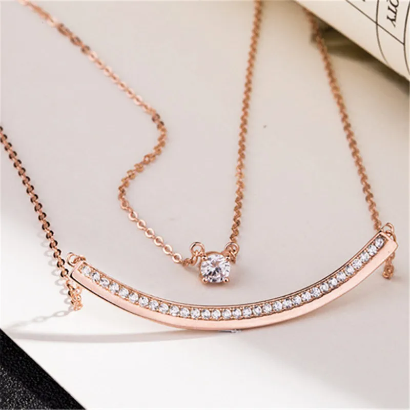 newest smile charm CZ stone pave jewelry layered personalized necklace silver 925 necklaces pendant as women accessories | Украшения и