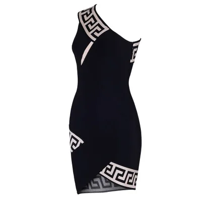 2018 черный Бандажное платье Женская мода на одно плечо Твердые Bodycon пикантные