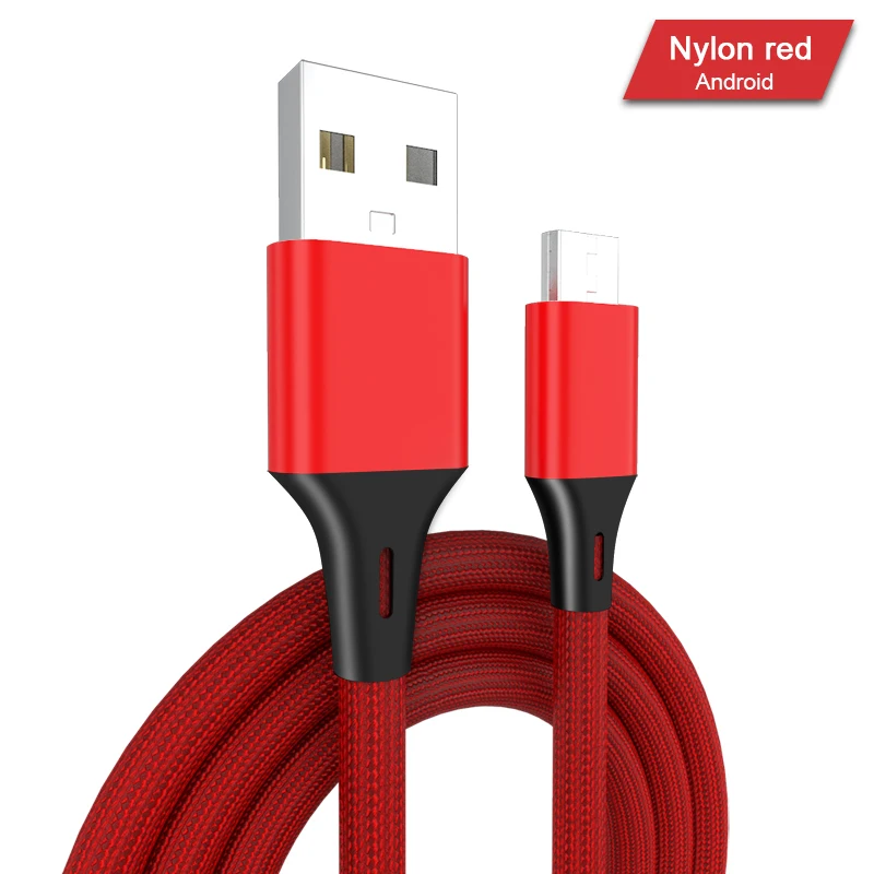 2.4A Micro USB кабель для быстрой зарядки и передачи данных кабели Зарядное устройство нейлон синхронизации провод для Samsung Xiaomi Redmi Note 4 5 все микро-usb для устройств на аndroid кабель - Цвет: Red
