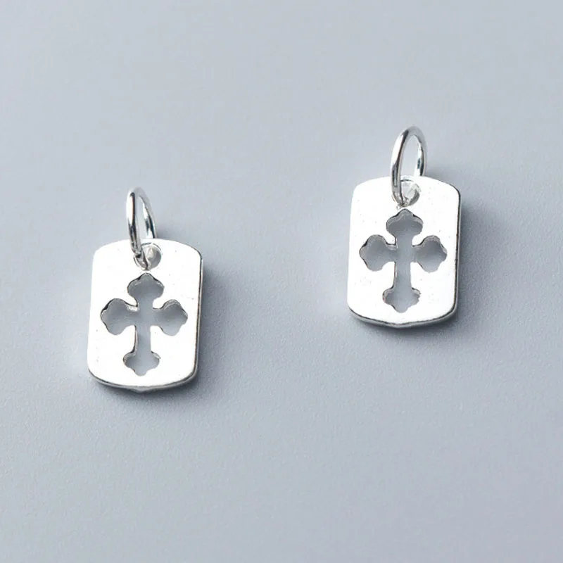 

Hollow Out Cross Square Card Dangle Charms 11.5x8mm 925 Sterling Silver Religious Ornament Unisex Pendants DIY Jewelry Findings