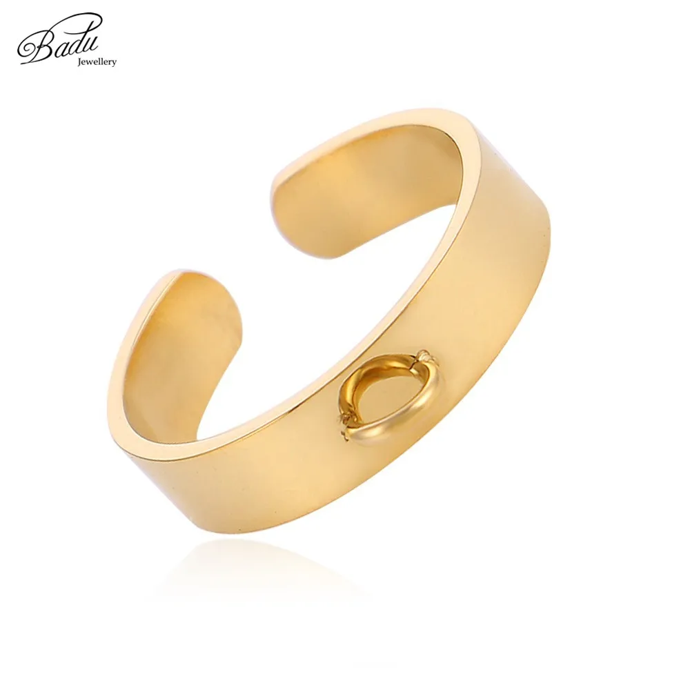 Badu DIY Golden Stainless Steel Open Cuff Ring Simple Fashion Jewelry 1PCS Gift for Girls Wholesale