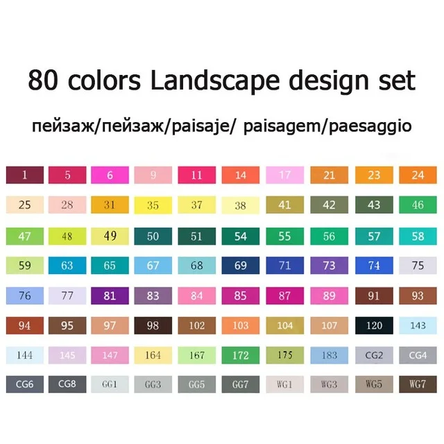80 Landscape set TouchFive 12/20 Вт, 30 Вт/40/60/80/168 Цвета маркер для рисования ручка двойной головой на спиртовой основе эскиз маркеры для рисования манги ручка для дизайнеров - Цвет: 80 Landscape set