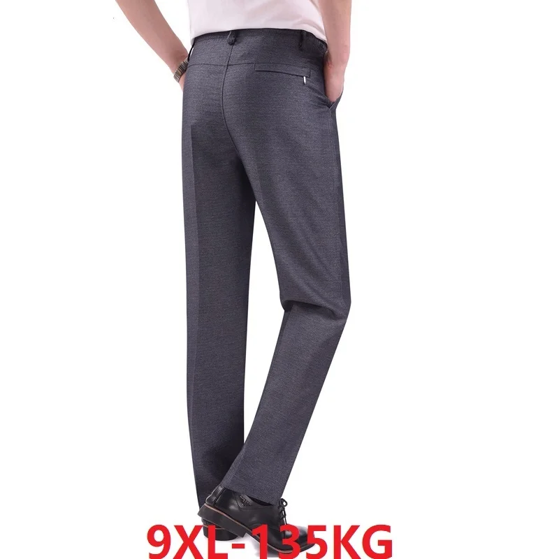 Брюки мужские костюмные большого размера 6XL/7XL/8XL/9XL деловые тонкие удобные серые