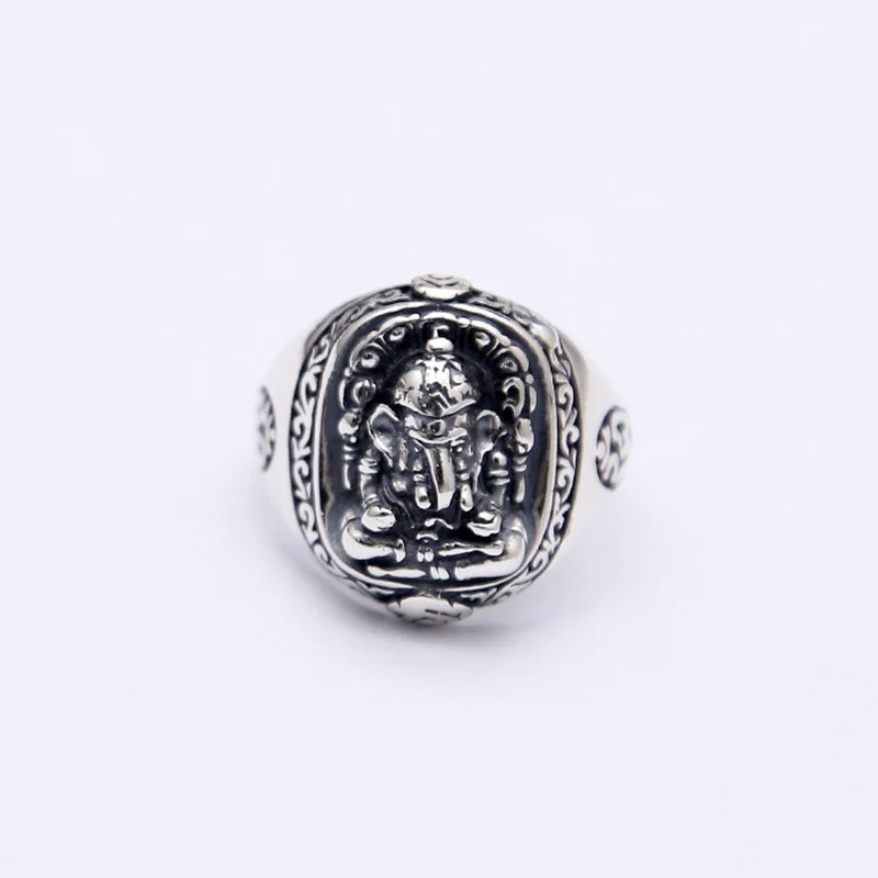 Кольцо со слоном 100% Настоящее 925 пробы Серебряное безопасное обручальное кольцо