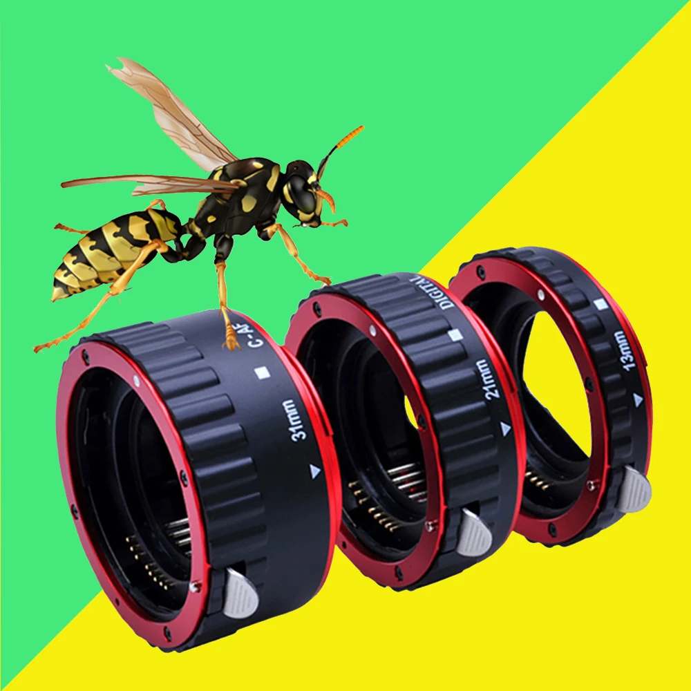 Красное металлическое Крепление с автофокусом AF макро Удлинительное Кольцо для