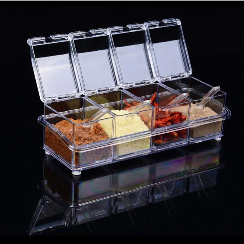 Прозрачная стойка для приправ искусственная 4 предмета стандартные банки