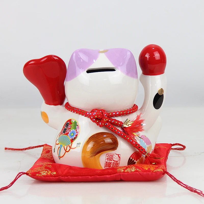 5 дюймов керамика Maneki Neko орнамент Lucky Cat Копилка японская Фортуна кошка фэн шуй статуэтка свадебный подарок