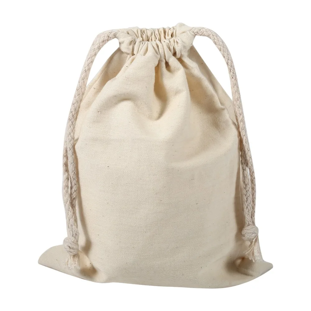 4 размера Ho использовать держать Обычный Хлопок Drawstring хранения мешок для белья сумка для вещей для путешествий домашнего использования без отбеливания натуральный экологичный