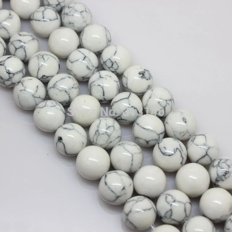 Howlite Натуральный ассорти смешанный драгоценный камень круглые свободные нитяные каменные бусины для DIY ожерелье браслет Изготовление ювелирных изделий Размер на выбор 4 6 8 10 12 14 мм - Цвет: Howlite