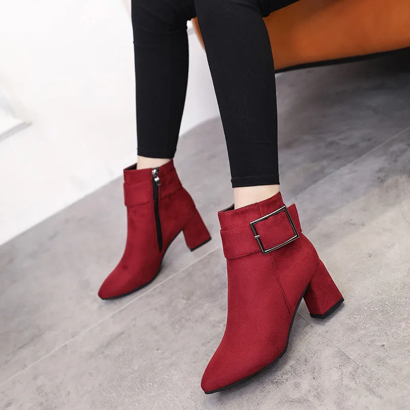 2018 New Ankle Boots for Women Short Boot Casual Shoes Woman Platform High-heel Fashion Pointed Zipper Elegant Sexy Riding | Обувь