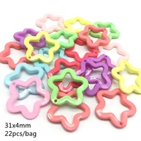 meideheng acrylic solid color five petals hollowed out flowers for jewelry making childrens necklace accessories 31mm 22pcsbag