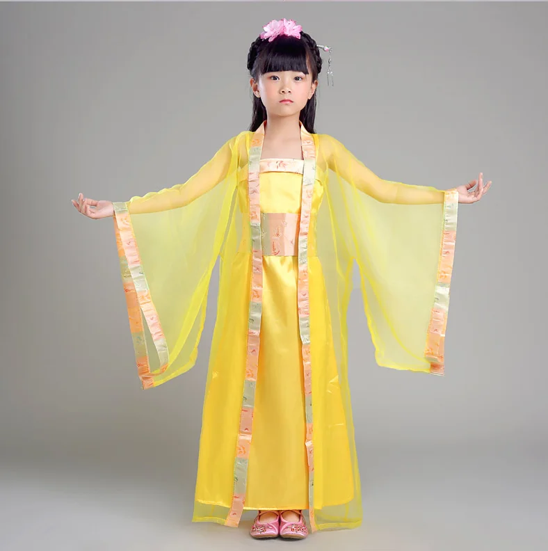 Классические китайские танцевальные костюмы для девочек Детское платье hanfu