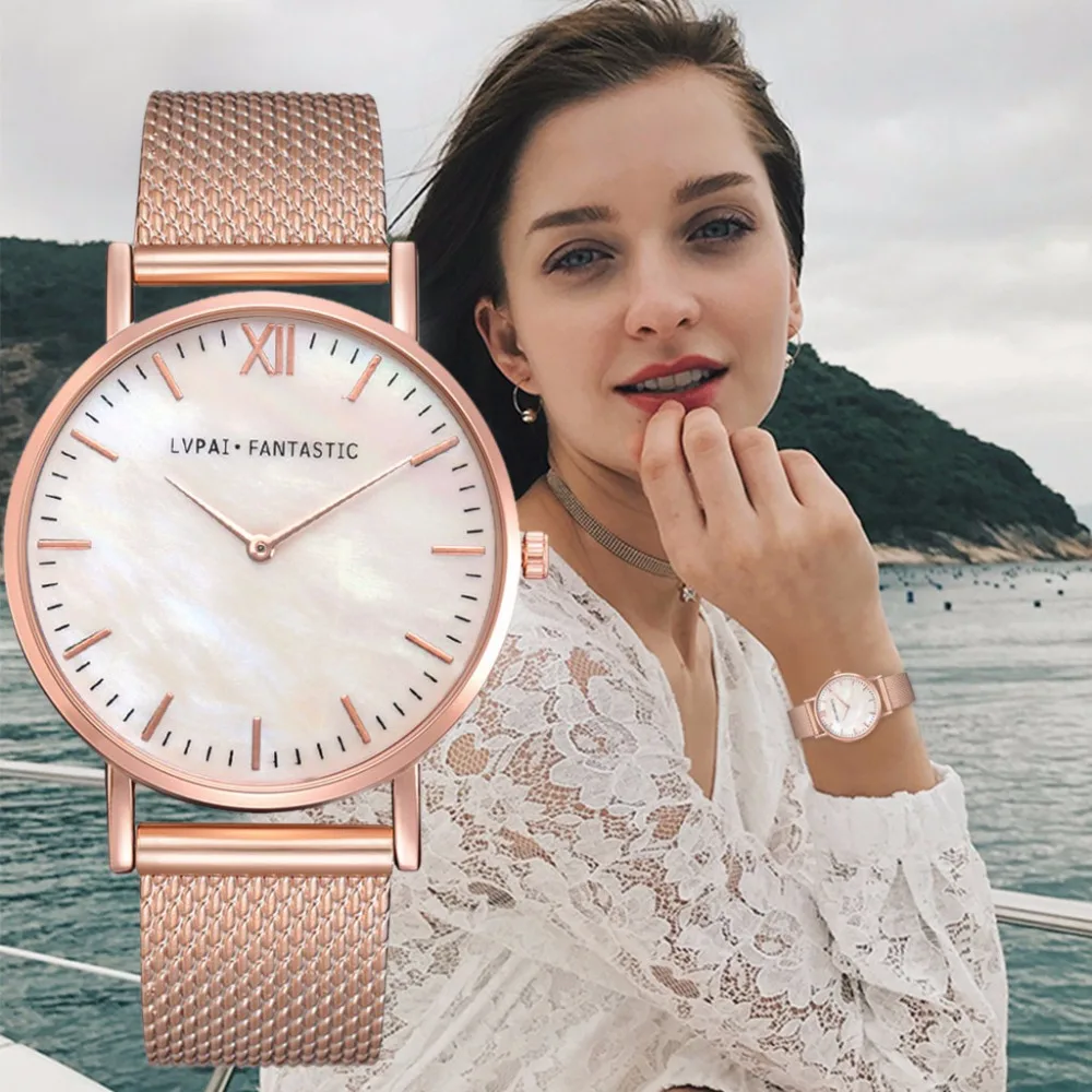 Relogio Feminino Shine Shell женские часы из нержавеющей стали сетка Элегантные платья модные
