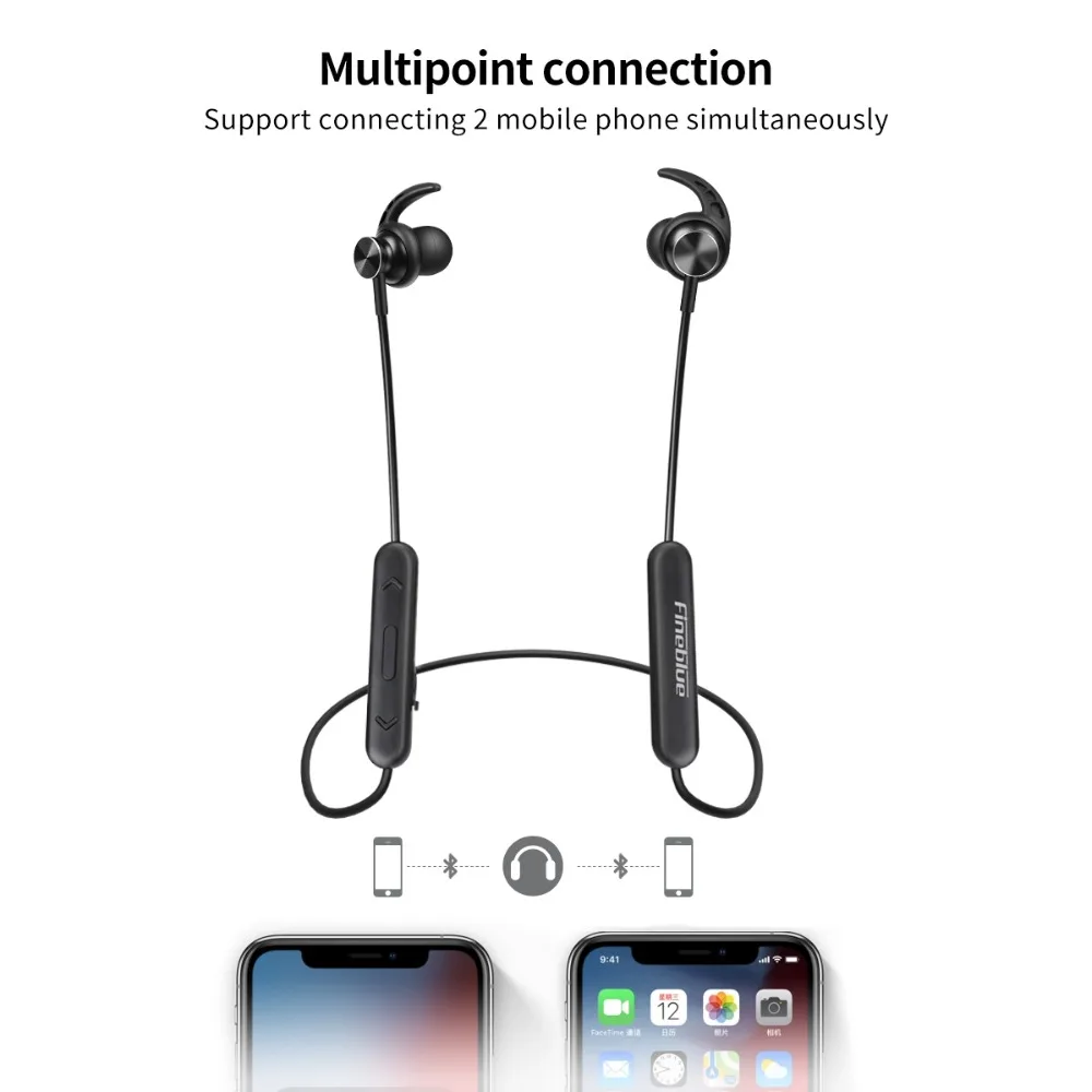 100% оригинальная Высококачественная Магнитная Беспроводная Bluetooth-гарнитура Fineblue