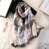 spring floral print silk scarf for women summer bandana hijab scarves long scarfs for ladies