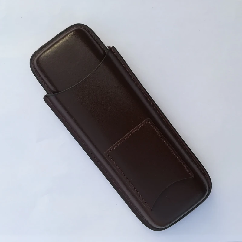 Горячая COHIBA чехол для сигар/Humidor коричневый кожаный 2 трубки Humidor, чехол для сигар для кубинской сигары