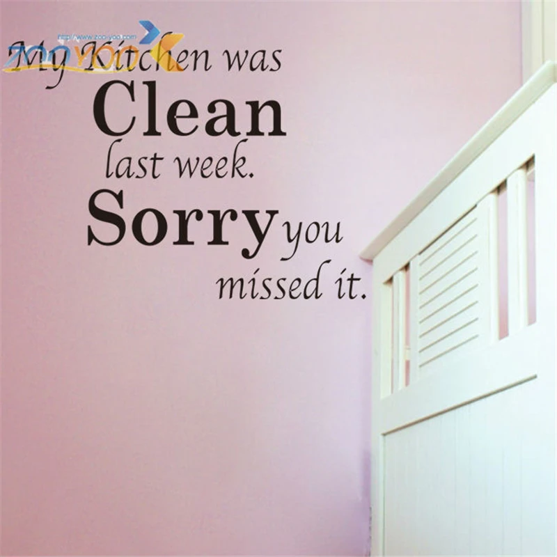 My Kitchen is Clean English Proverbs quotes Wall Stickers for kitchen diy pvc wall Decal art mural poster | Дом и сад