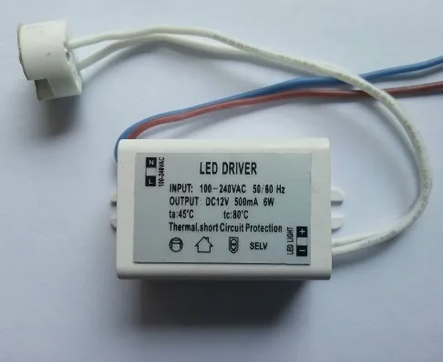 

5pcs DIY Mini LED driver Supply AC/DC Adapters 6W 500mA Driver 100-240V To 12V / Socket for MR11/MR16 3W 4W 5W led power