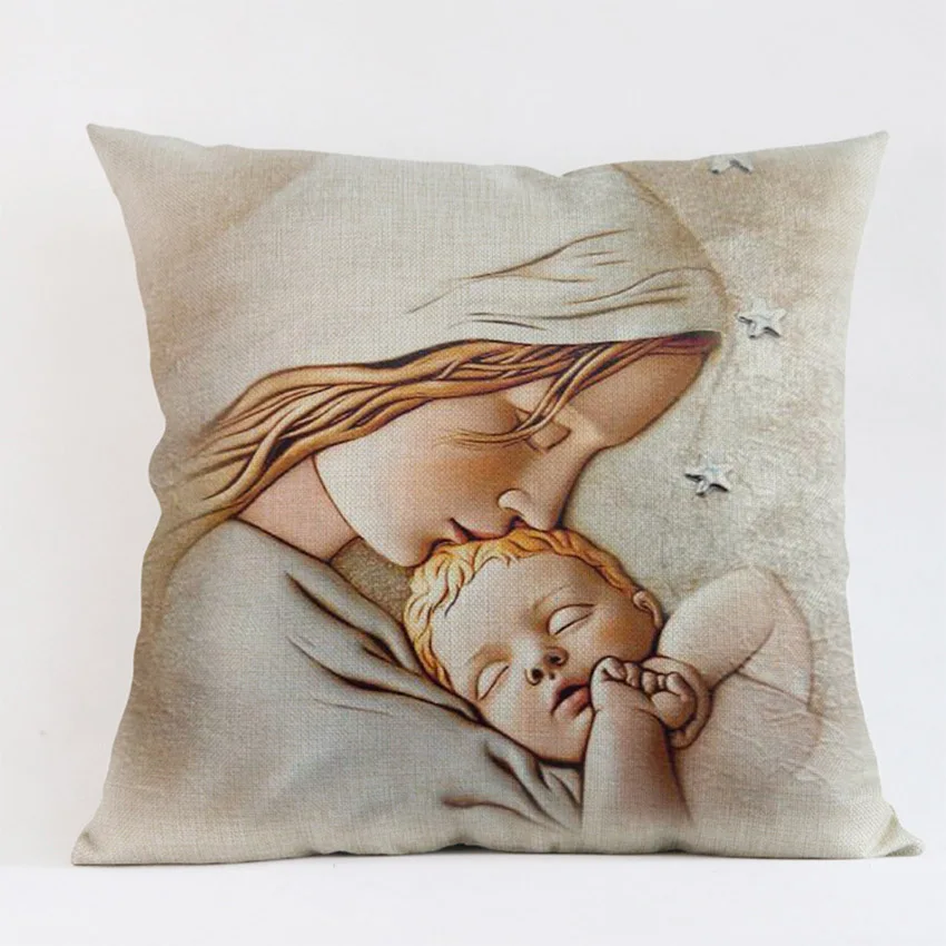 Наволочка с изображением девы Марии подарок на день матери наволочка для подушки