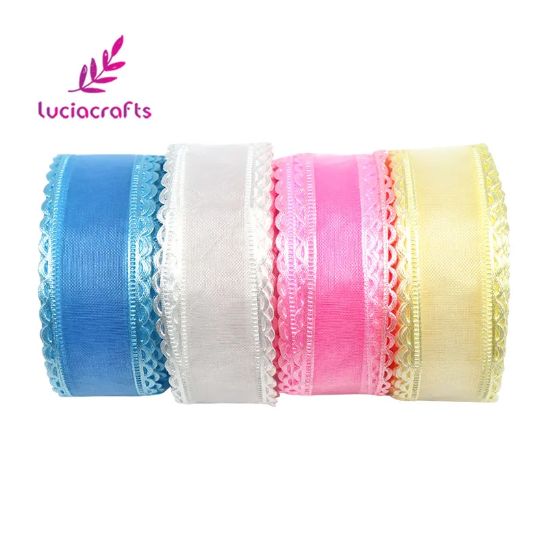 Lucia crafts 25 мм органза кружевная Лента Сделай сам для упаковки волос бант отделка шитье лента украшение Материал 5 ярдов/партия P0401