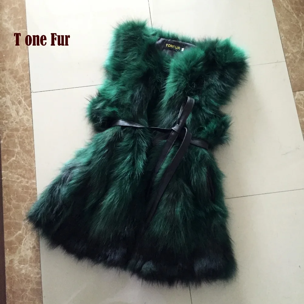 Топ Модный бренд натуральный енот меховой жилет короткая куртка мех оптовая