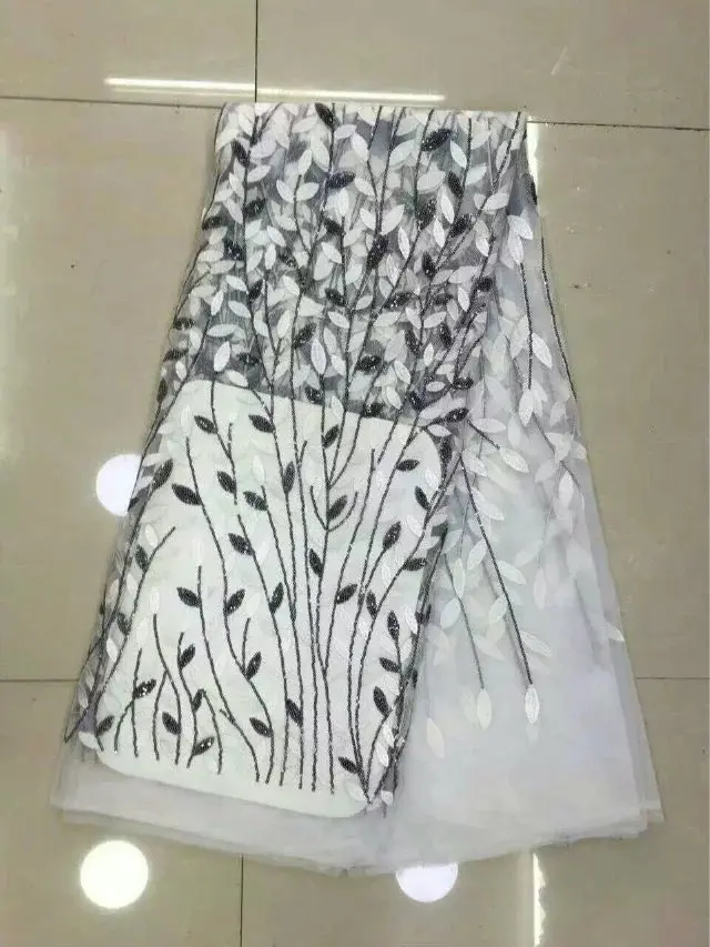 

High Quality Imported Wholesale 100%Polyester African Black Tulle Lace French Net Sequins Lace Fabric for Wedding ALC-JL989
