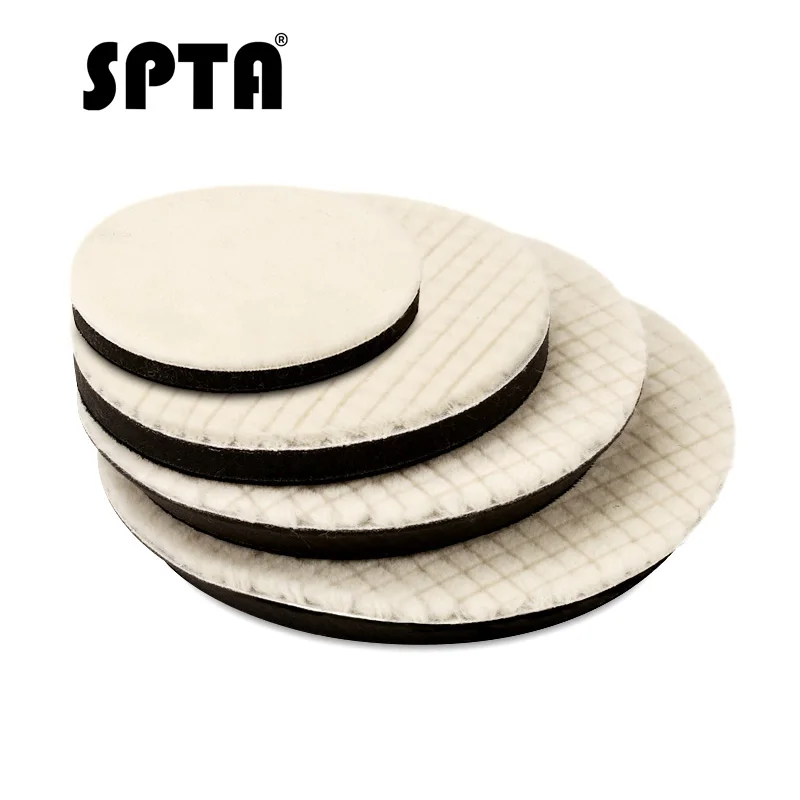 SPTA, 5 дюймов/6 дюймов/7 дюймов, одна штука в упаковке, шерстяной полировальный коврик для автомобиля, полировальный шерстяной коврик, набор для ухода, Очищающий воск, буферный полировщик