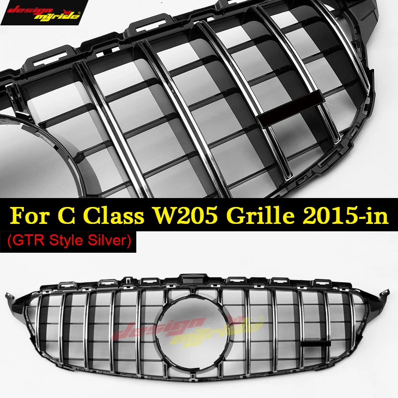 W205 C Класс GTS стиль решетка гриль Спорт без камеры ABS серебро C180 C200 C250 C300 C350 C63 вид