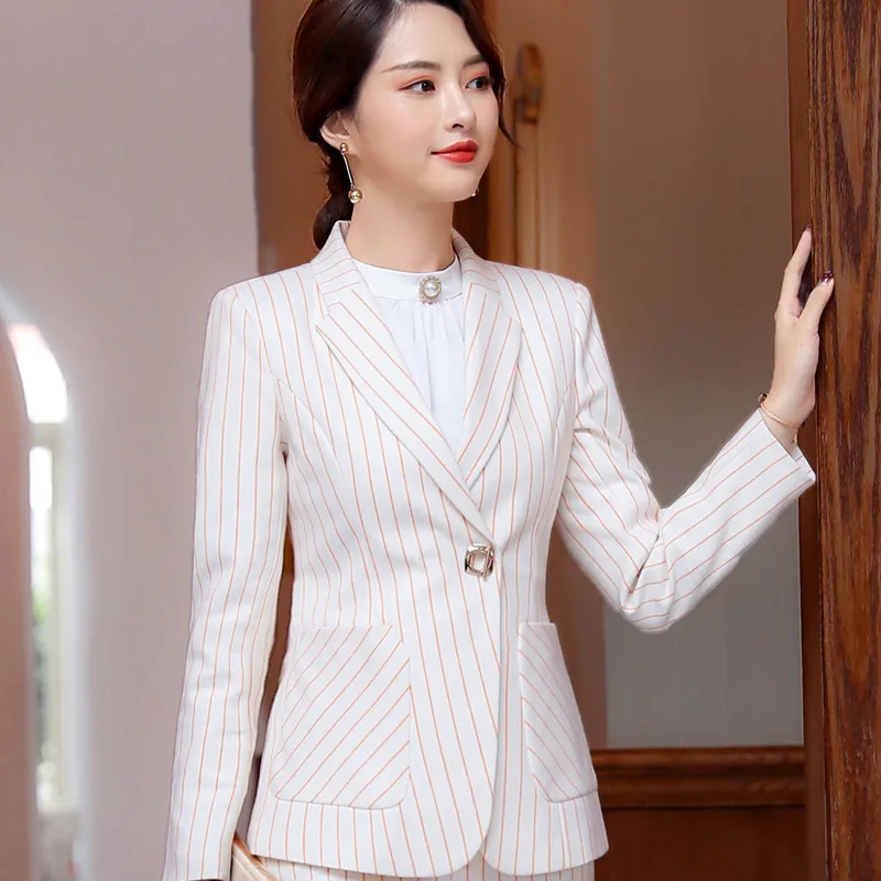 Новый деловой блейзер в полоску для женщин OL модный элегантный формальный тонкий