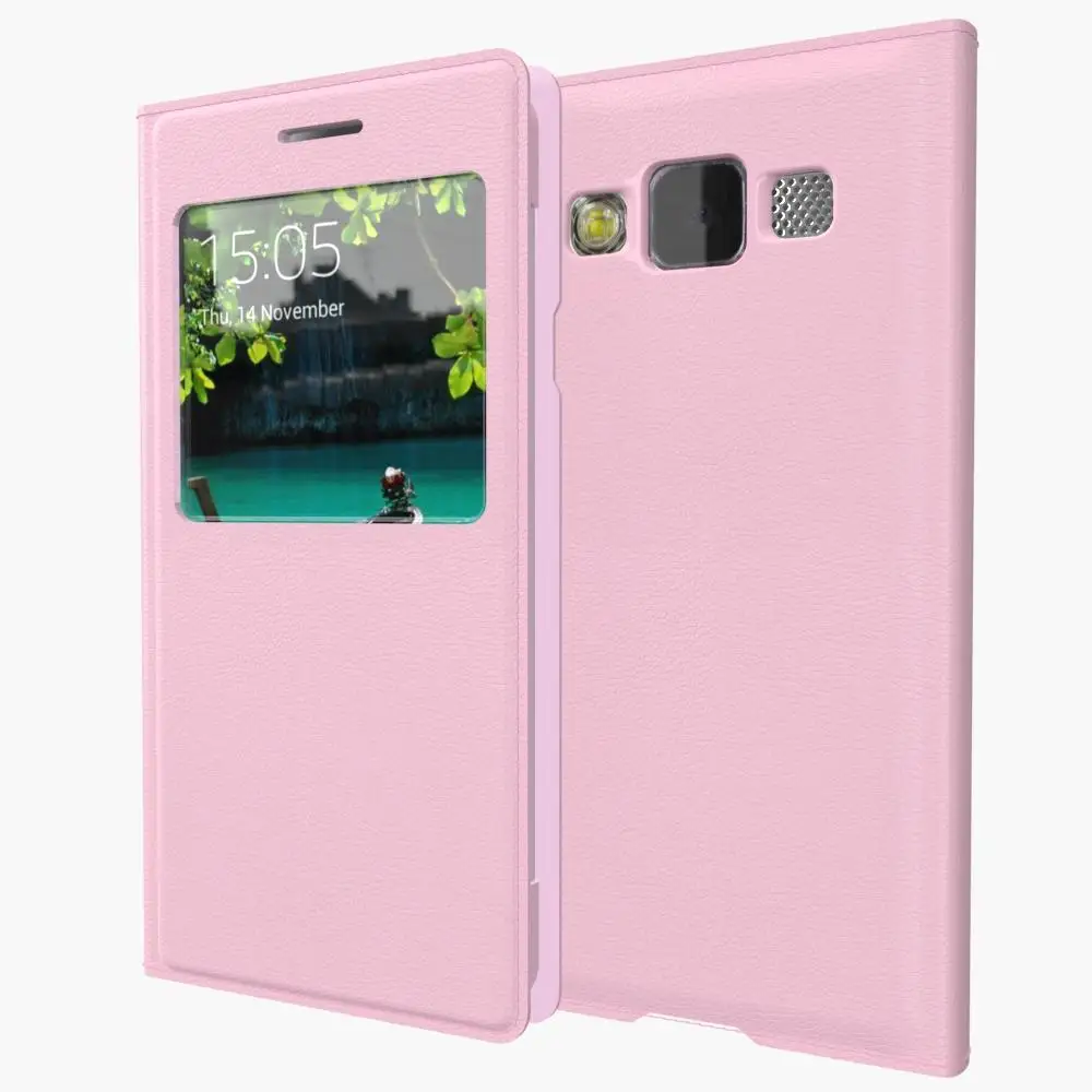 Роскошный флип-чехол из искусственной кожи для Samsung Galaxy E7 E7000 E700F с окошком