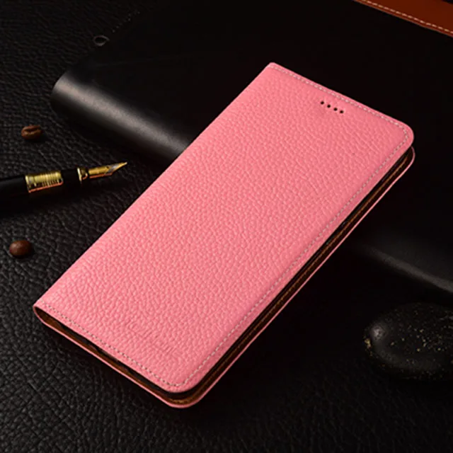 Для Xiaomi Redmi 5 Plus чехол KEZiHOME личи Натуральная кожа флип Стенд кожаный чехол Капа для Xiaomi Redmi 5 Plus 5,99 ''чехол s - Цвет: pink