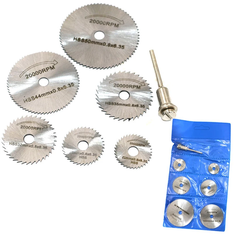 

6pcs HSS Circular Saw Blade Rotary Tool For Dremel Metal Cutter Power Tool Set Wood Cutting Discs Drill Mandrel Cutoff