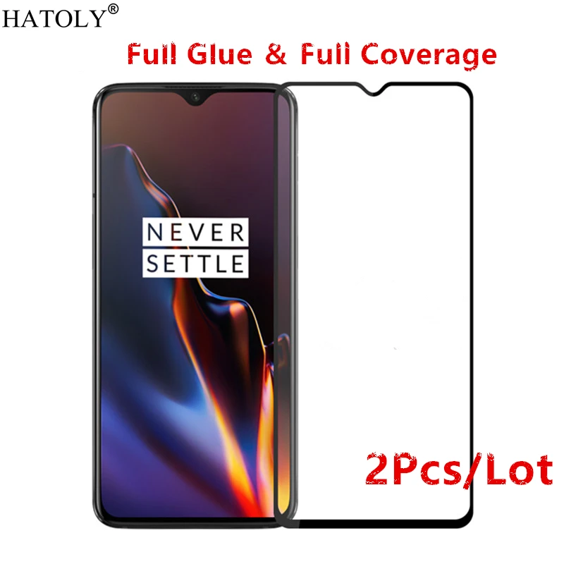 Cristal templado para Oneplus 7, pel&iacute;cula de vidrio 9H HD, pegamento completo, Protector de pantalla duro para Oneplus 7, 2 piezas-0