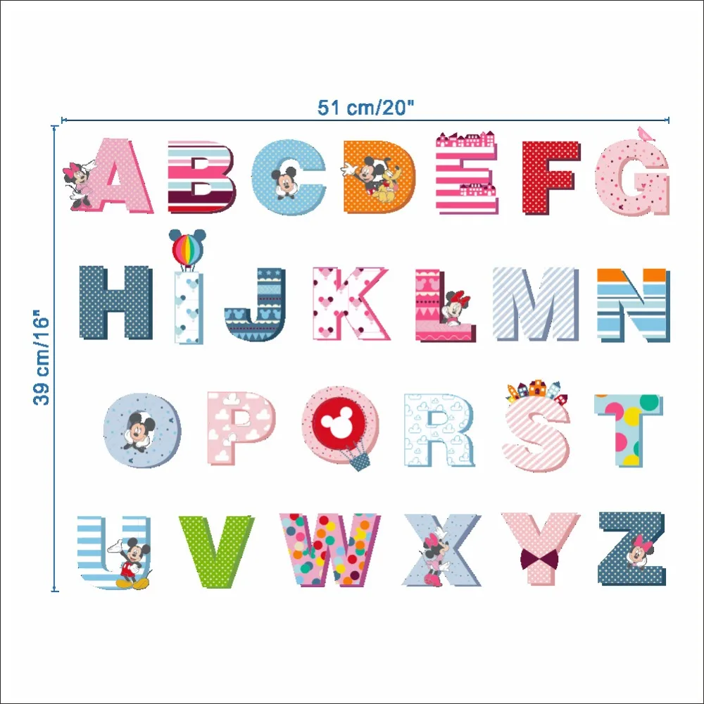 26 букв Микки настенные наклейки сделай сам детский садовый сад раннее
