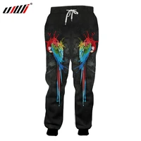ujwi sweatpants new long 3d sweatpants print parrot black and red hip hop plus size 5xl clothing male spring pants dropshipping