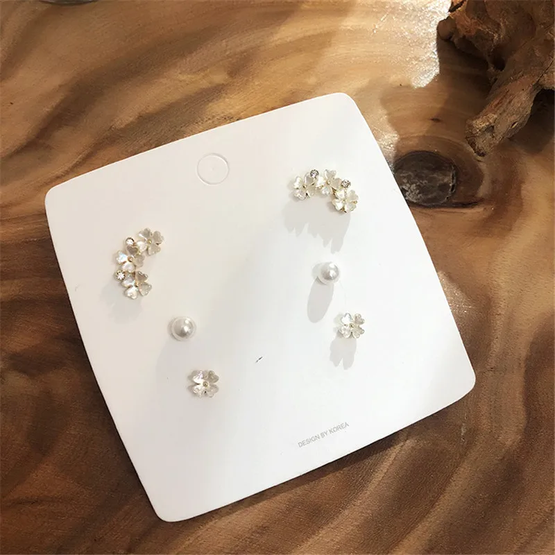 Высокие уши 2019 Новые простые 6 шт/партия имитация жемчуга оболочки цветок серьги