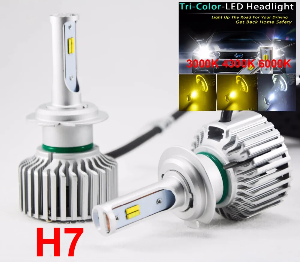1 комплект трехцветные светодиодные лампы H7 60 Вт 3000 лм|h7 60w|led headlightfog lamp bulb |