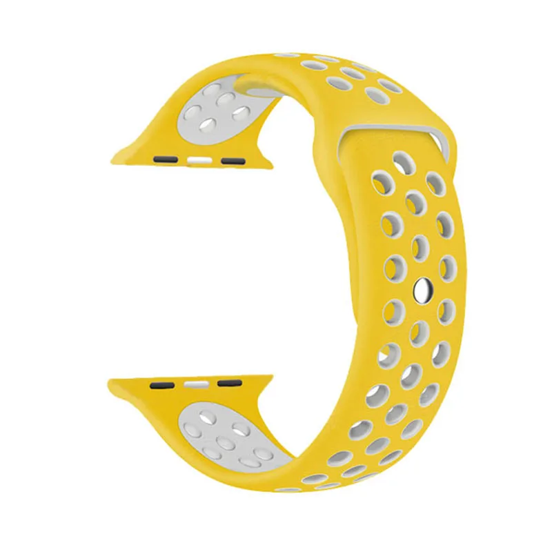35Yellow white Силиконовый ремешок для Apple Watch 42 мм, 38 мм, 44 мм, 40 мм, браслет, спортивный ремешок для Apple watch, адаптер для iwatch 4, 3 и 2, браслет - Цвет ремешка: 35Yellow white