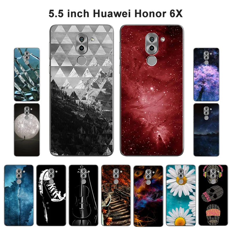 Чехол для телефона Huawei Honor 6X чехлы 5 дюйма задняя крышка с рисунком Scape GR5 2017 Mate 9 Lite