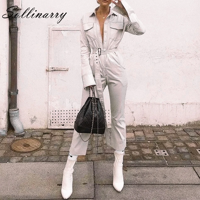 Sollinarry Новый Модный комбинезон с длинным рукавом для женщин 2019 3 цвета