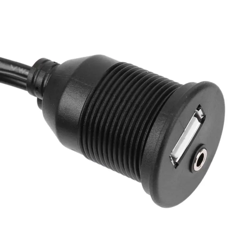 1 Set Car Dashboard Moto Flush Mount Panel USB 2.0 3.5mm M/F AUX Lead Extension Cable Car Styling Dashboard for Motocycle Car