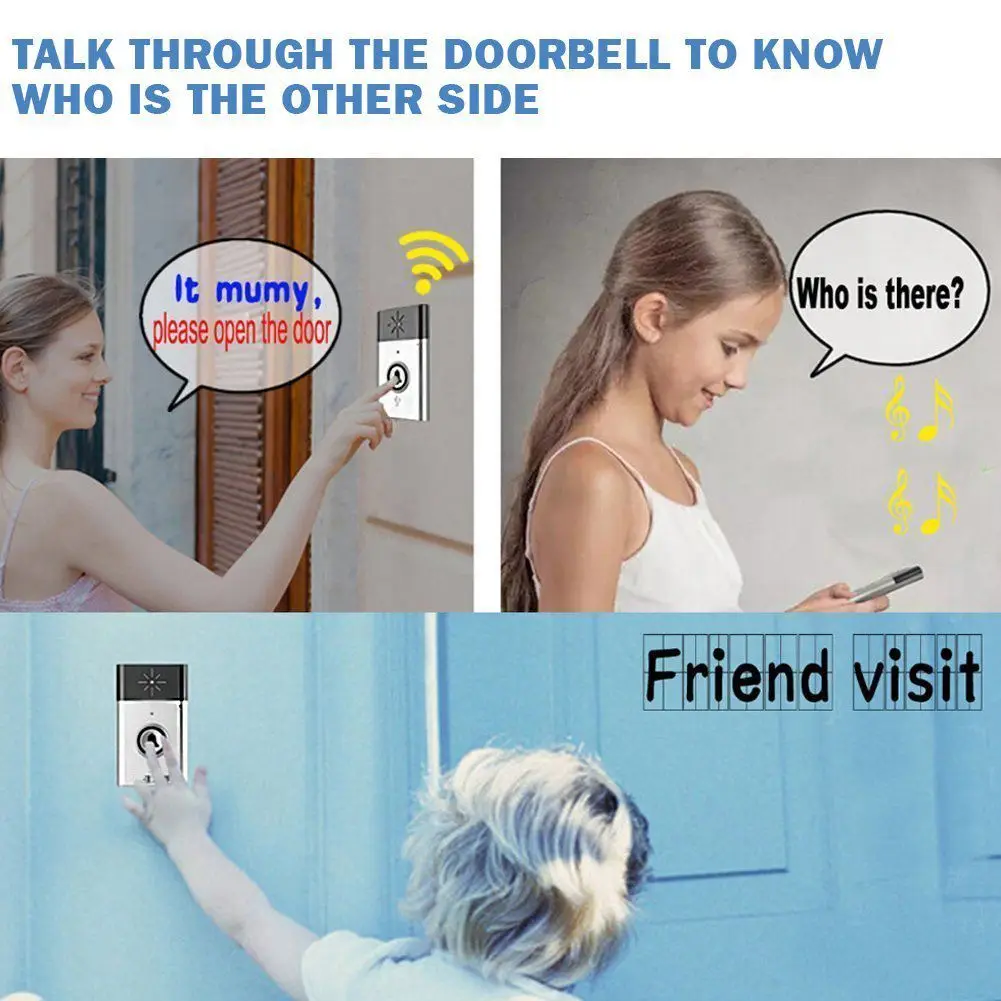 Wireless Intercom Doorbell Portable Door Chimes with Receiver and 1 Push Button Operating at 600-feet Range High Volume | Безопасность и