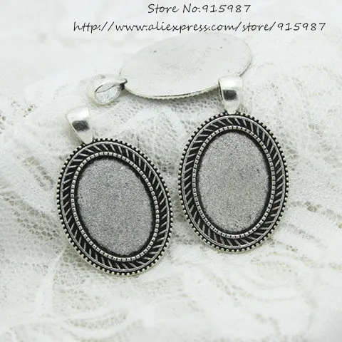 

Sweet Bell 15pcs Antique Silver Alloy Cameo 27*42mm(Fit 18*25mm dia)Oval Pendant Blanks Setting Cabochon Pendant Settings 6C1028